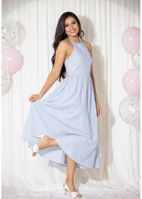 EMA HALTER BLUE DRESS